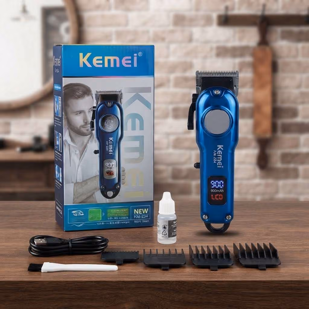 Kemei KM-234 Professional Hair Clipper – 900mAh Battery with LCD Display